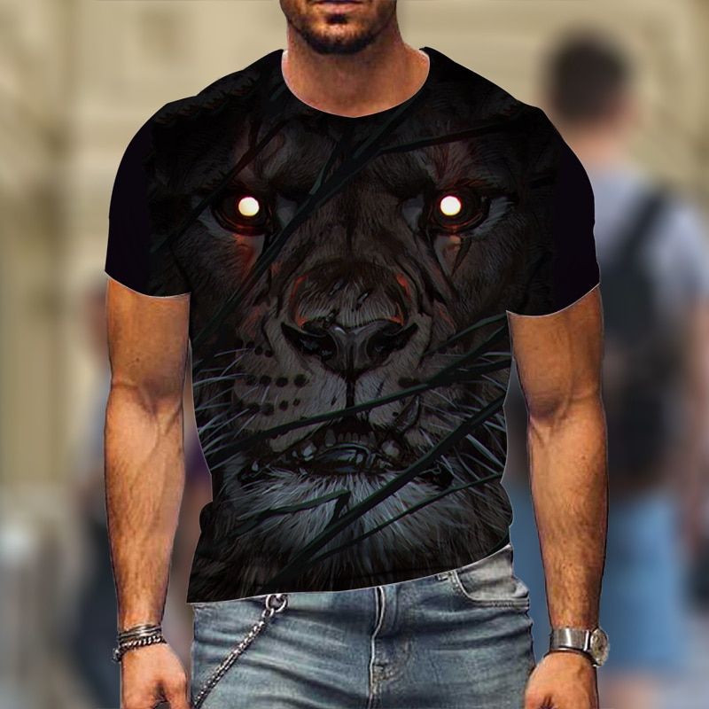 Graphic Men's T-Shirt Fierce  3D T-Shirts Summer Casual Short Sleeve Fashion Tops High Street Streetwear