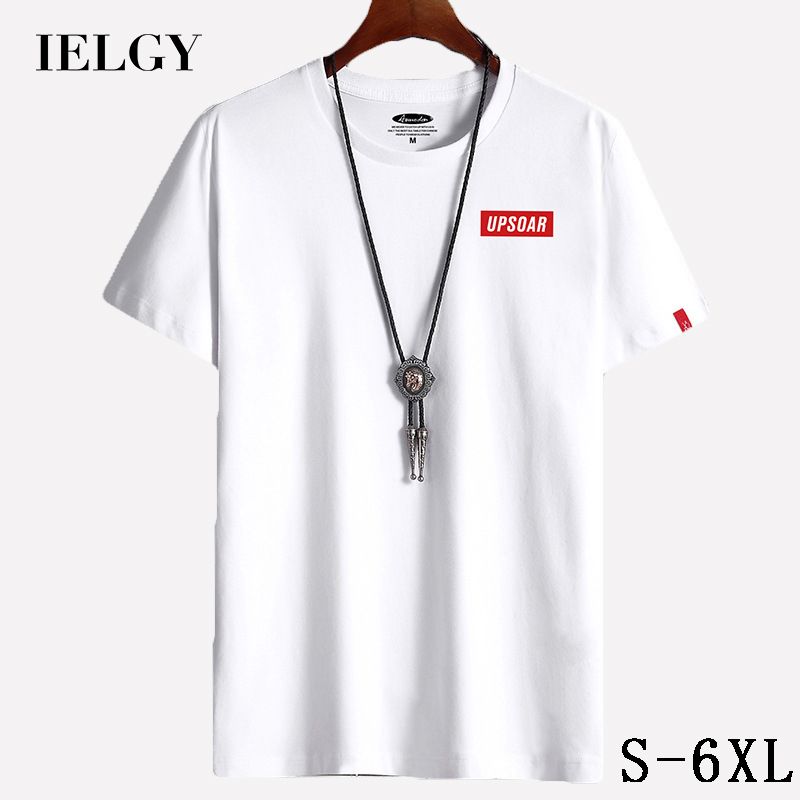 IELGY men's summer short-sleeved t-shirt cotton round neck trend t-shirt half-sleeved bottoming shirt large size shirt