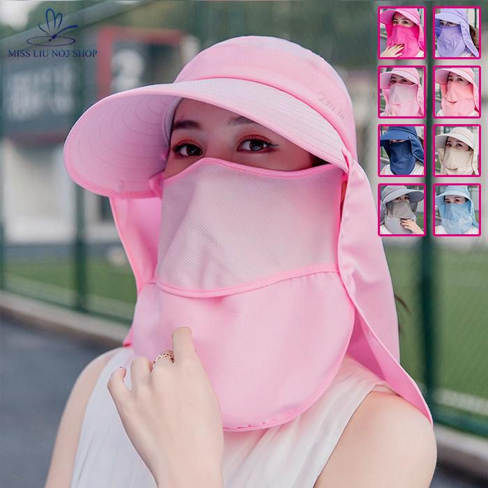 【BestGO】Hat female summer sun hat cover face cycling outdoor folding beach sun hat big hat visor UV protection