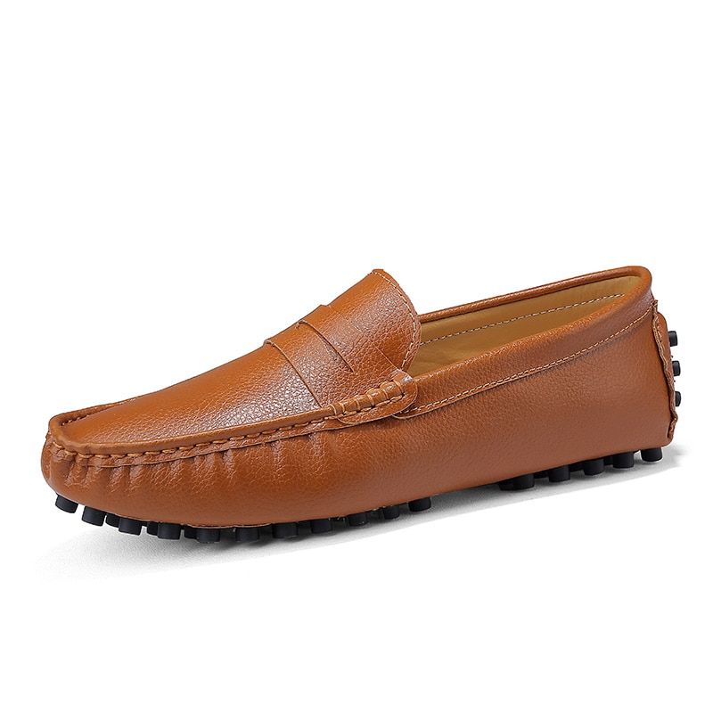 Leather Men Shoes Formal Casual Mens Loafers Moccasins Soft Breathable Slip on Boat Shoes Plus Size 39-50