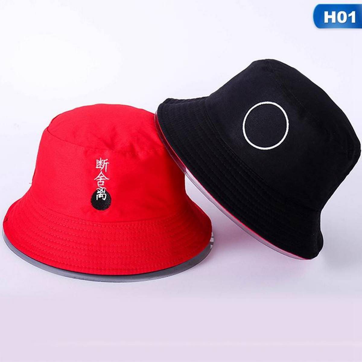 【ALLGOOD】Stylish New Korean Version of The Doublesided Creative Embroidery Fisherman Hat Casual Fashion Visor Cap