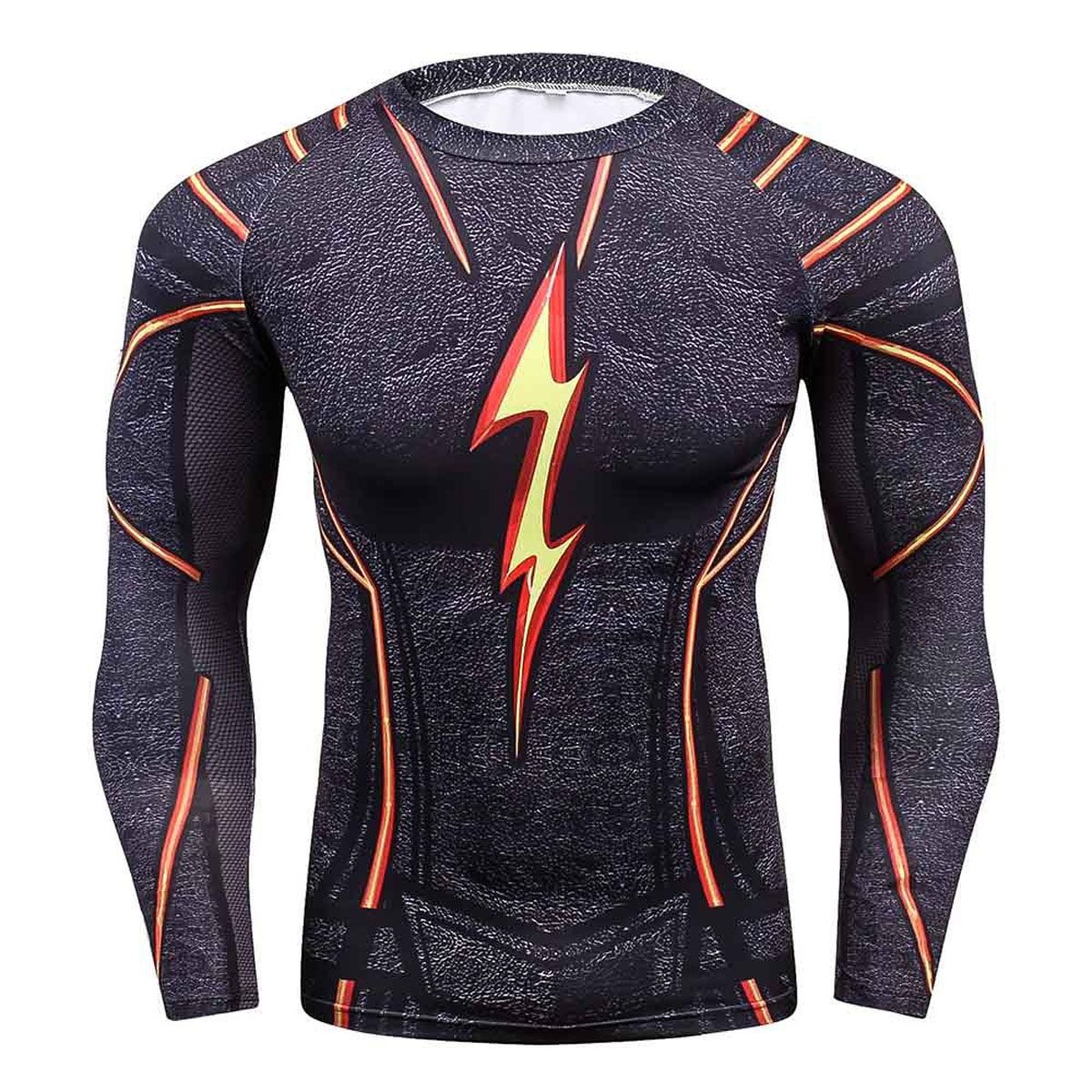 3D printed T-shirt compression tights men's fitness running tops breathable stretch long-sleeved sports gym cycling clothes