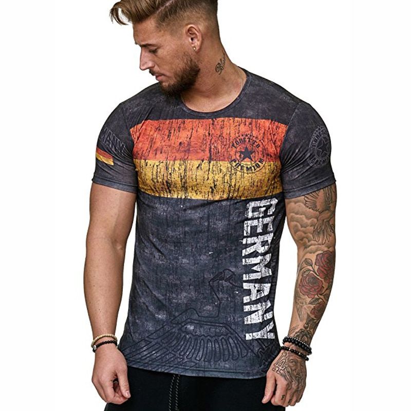 Summer men's World Cup T-shirt Germany Russia casual men's oversized round neck tops
