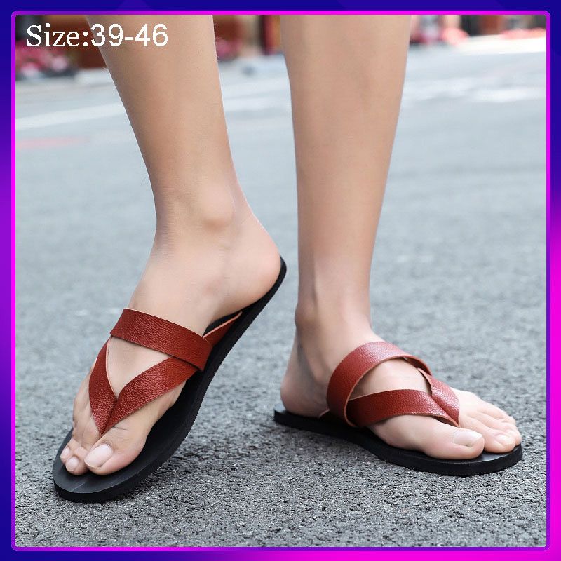 Summer Slipper Men Leather Sandal Casual Sandals Leisure Walking Beach Shoes 39-46