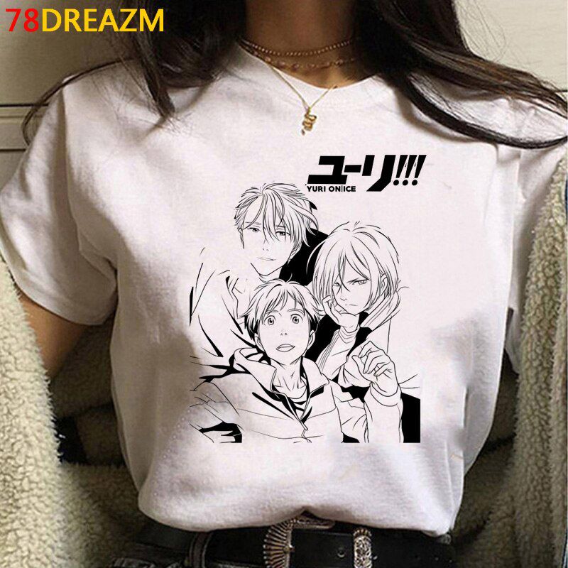 Hot Japanese Anime Yuri on Ice T Shirt Men BL Yaoi Funny Cartoon T-shirt Summer Tops Unisex T-shirt Manga Tshirt Male