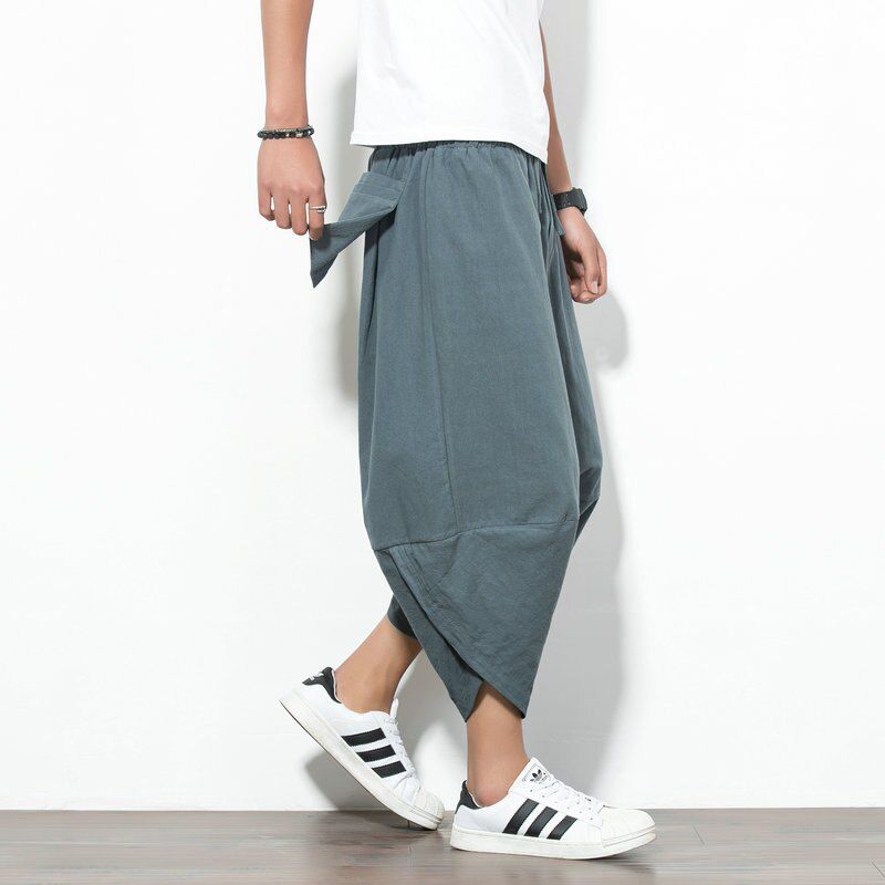 Men's Joggers Pants Men Elastic Cropped Cotton Trousers Mens Shorts Summer Casual Streetwear Loose Short Sweatpants Male