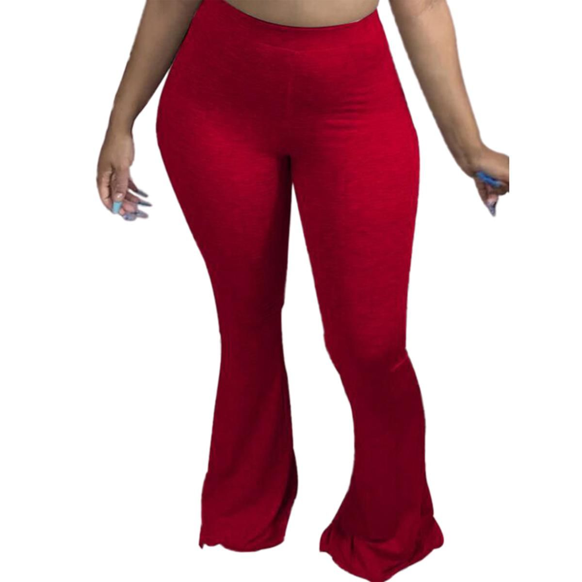 Women’s Plus Size Solid Color Trouser, High Waist Flared Hem Casual Long Pant Palazzo Pants