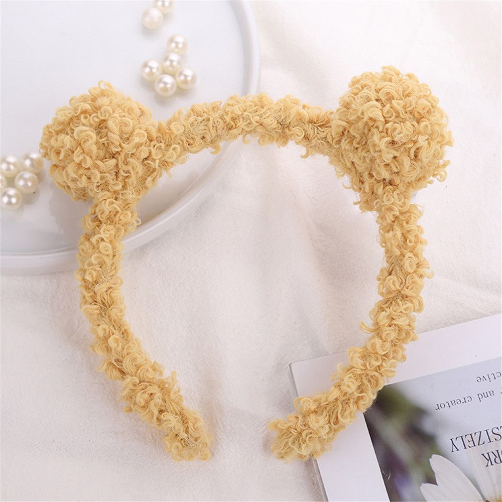 【ALLGOOD】Fashion Women Cute Headband Korean  Color Bear Ball Ear Hair Band Wild Headband Simple Hair Accessories