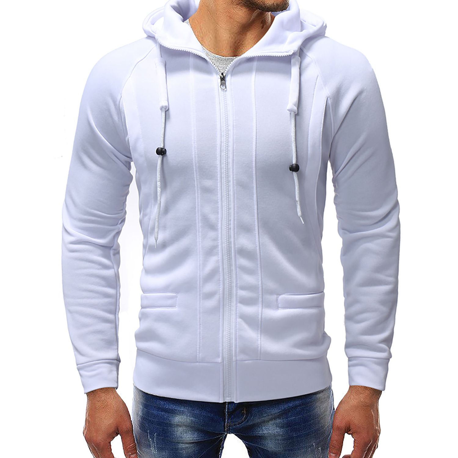 Casual Sweatshirt Shrinkable Cuff Solid Color Men Casual Sweatshirt