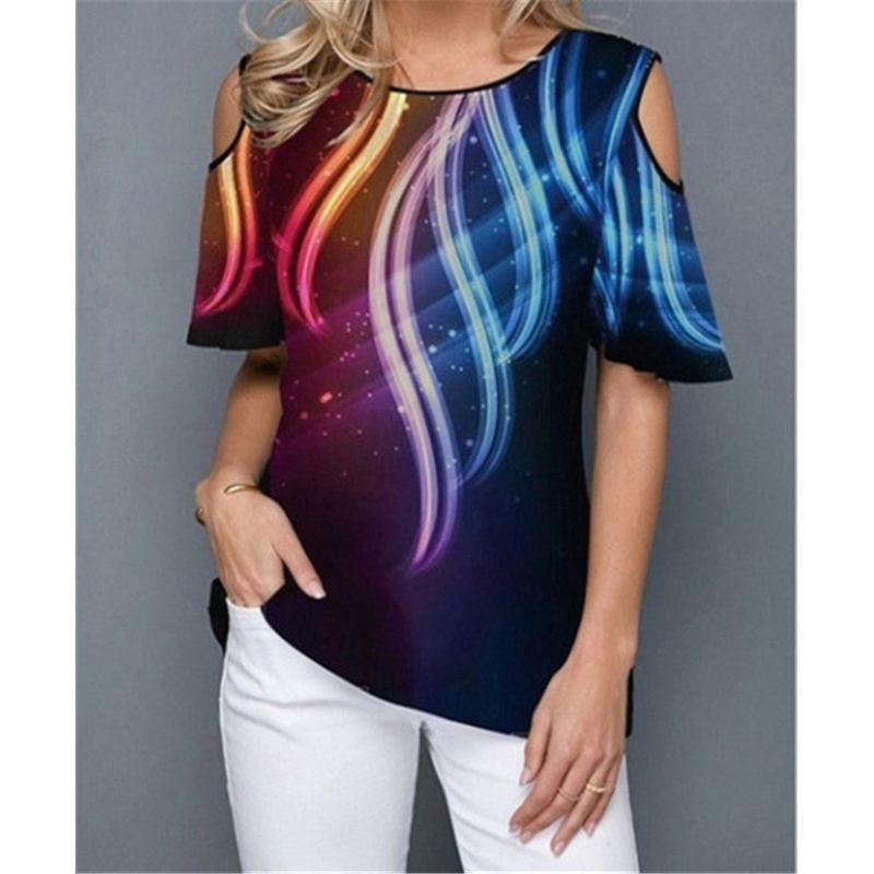 Women Summer 2020 Tshirt Casual Short Sleeve Tops Tees  Off Shoulder Print T-Shirt O-neck Loose Plus Size 5XL Shirts Female