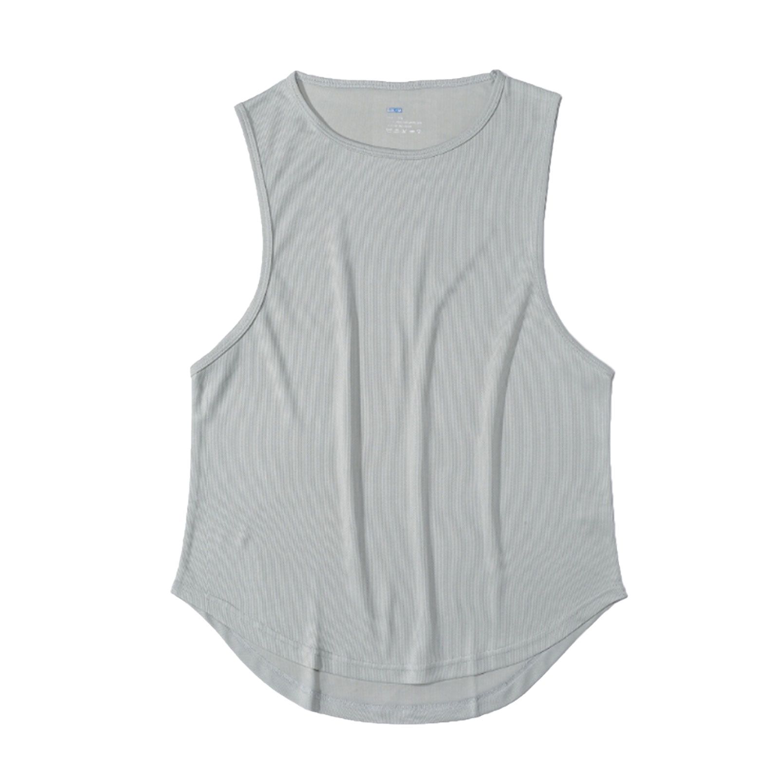 Summer Marathon Fitness Gym Srtswear TaTop Men's Solid Color Sleeveless Round Neck Quick Dry Stretch Fitting Casual Vest