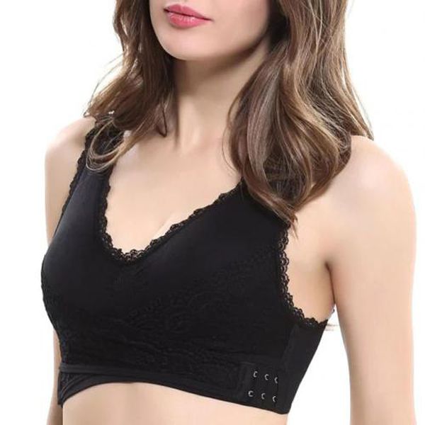 Women Cross Side Buckle Push Up Wireless Sports Lace Bra Top Underwear without steel ring sports underwear