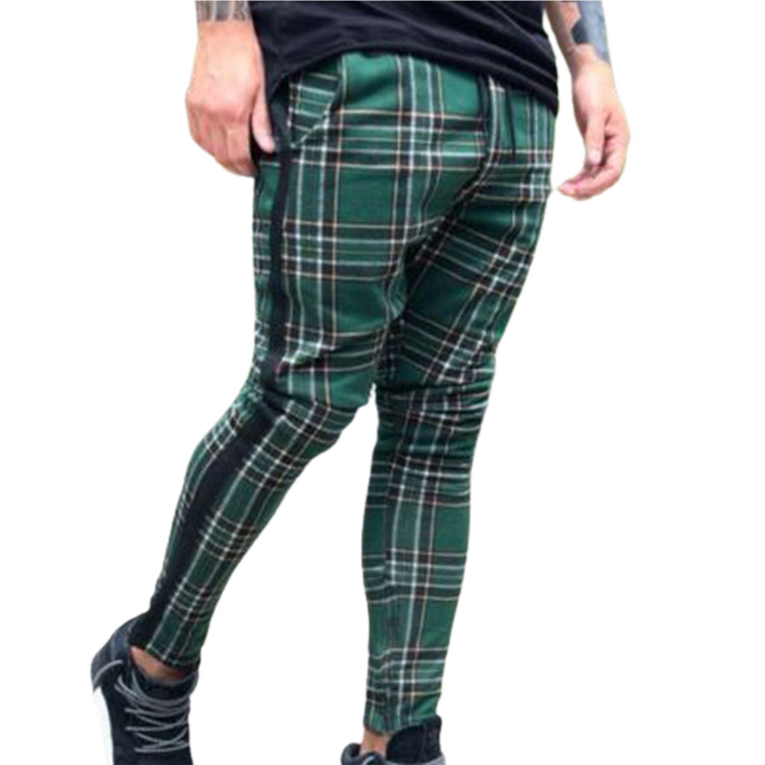 Spring Sweatpants Grid Casual Men Sweatpants