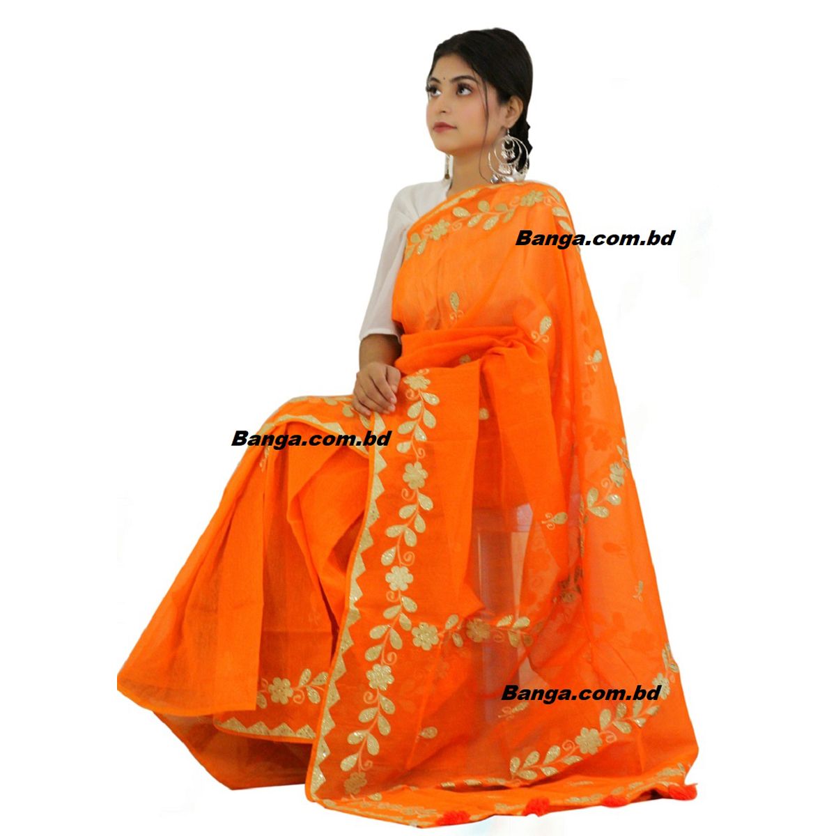 Eid Collection Applique work Half Silk saree for Women