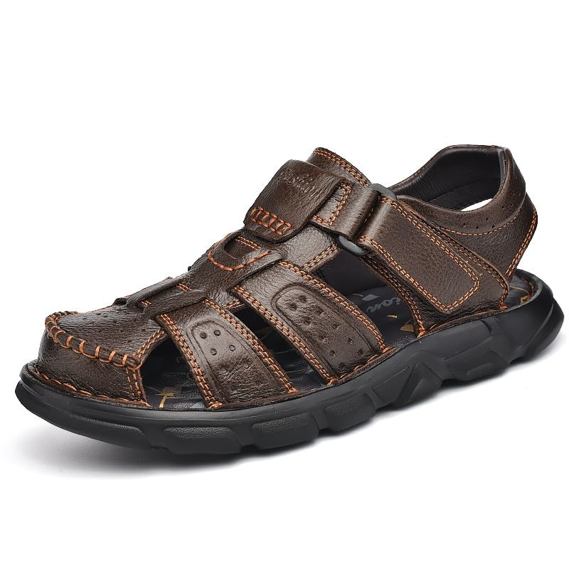 Leather Casual Shoes For Men High Quality Classic Men Sandals Summer Outdoor Walking Men Sneakers Breathable Men Sandals