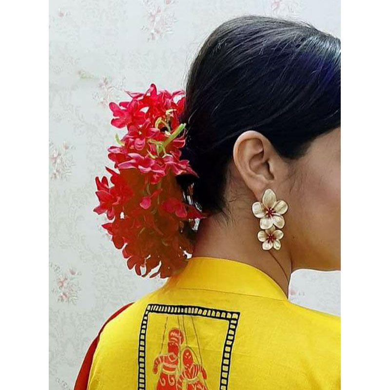 Artificial Hair Flower For Woman Red Color gajra flower hair