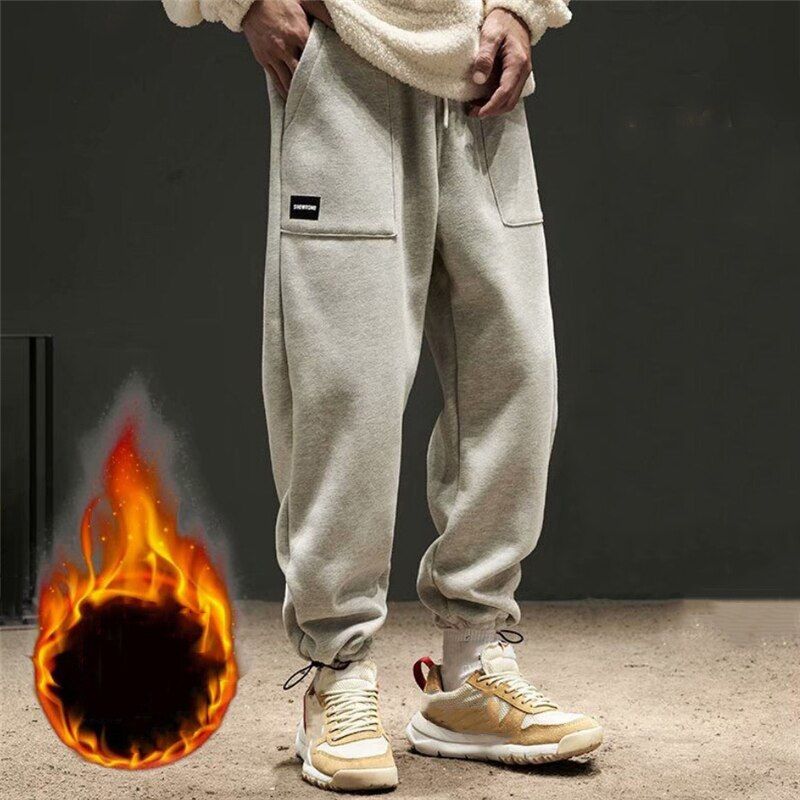 Men Sweatpants Casual Big Size Spring Autumn Trendy Outdoor Sport Trousers Loose Comfortable Elastic Waist Warm Pants Style
