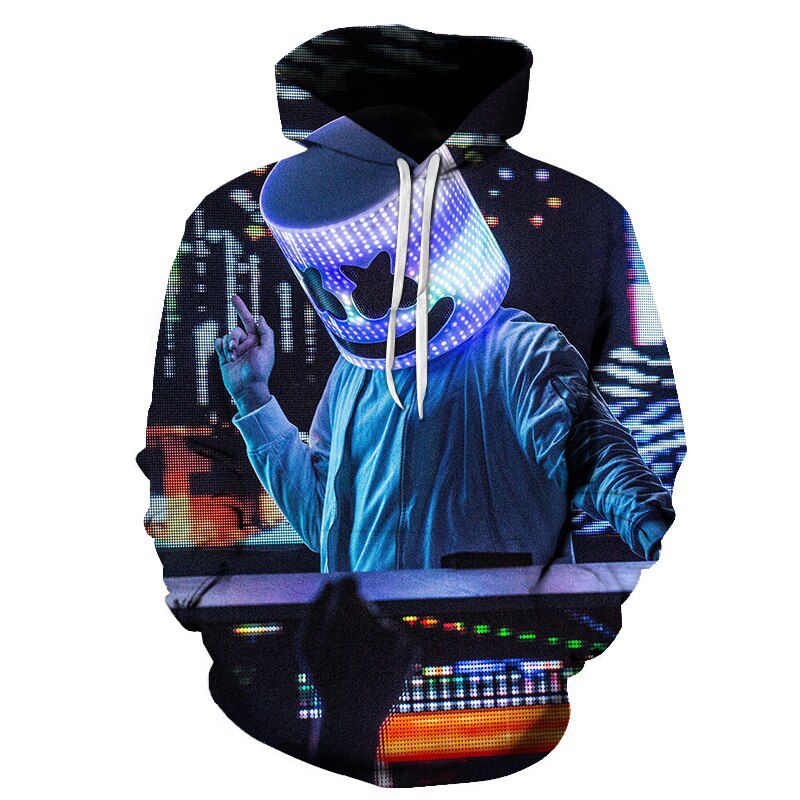 fashion casual men's hoodie sweatshirt 3D printing DJ street men's and women's clothing essentials hoodie sweatshirt pullover