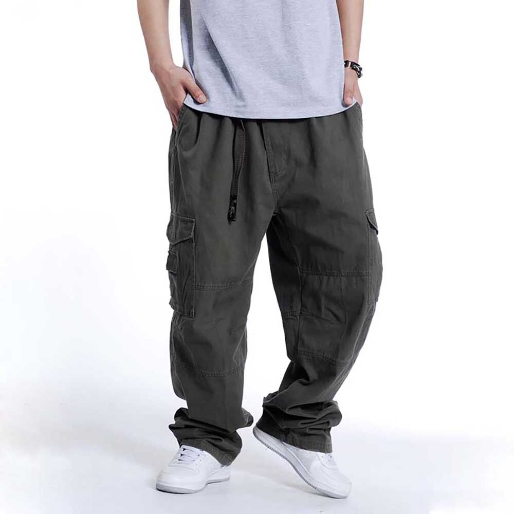 Big Size Men Hop Cargo Pants Cotton Loose Baggy  Trousers Wide Leg  Tactical Pants Casual Streetwear Joggers