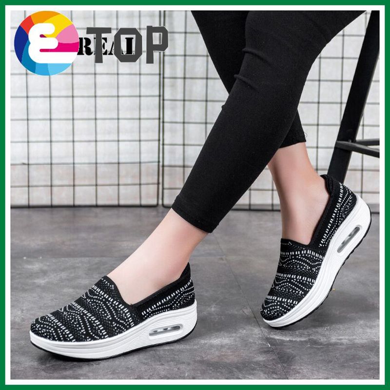 Fashion Women Flat Platform Shoes Women   Mesh Casual Shoes Slip On Ladies Boat Shoes Women Wedge Sneakers