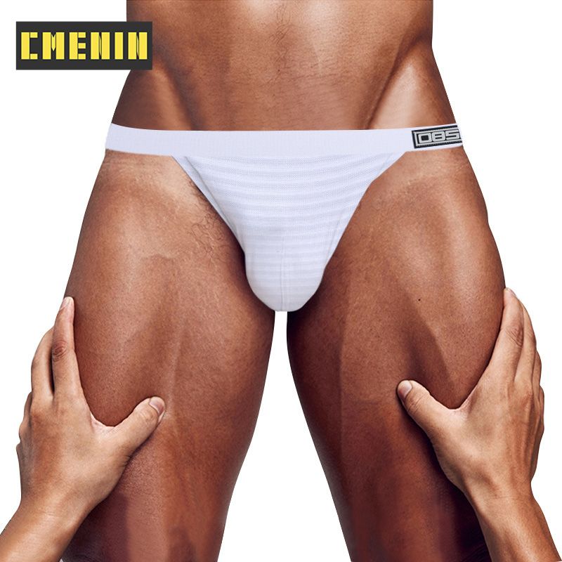 CMENIN 1pcs BS (1 Pieces) Letter Striped Soft Underwear Men thongs Men Jockstraps Popular Jockstrap G String men Pouch Underwear Freegun BS3119