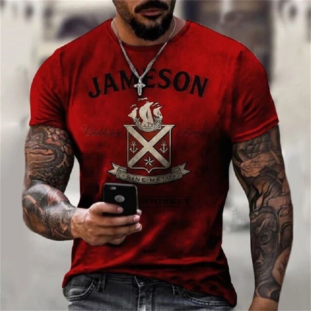 Summer letter print short-sleeved tops logo graffiti men's T-shirt round neck pullover clothes large size short sl