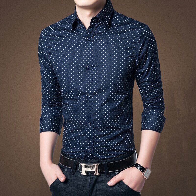 Premium_Navy Blue Full Sleeves Casual cotton Shirt for Men