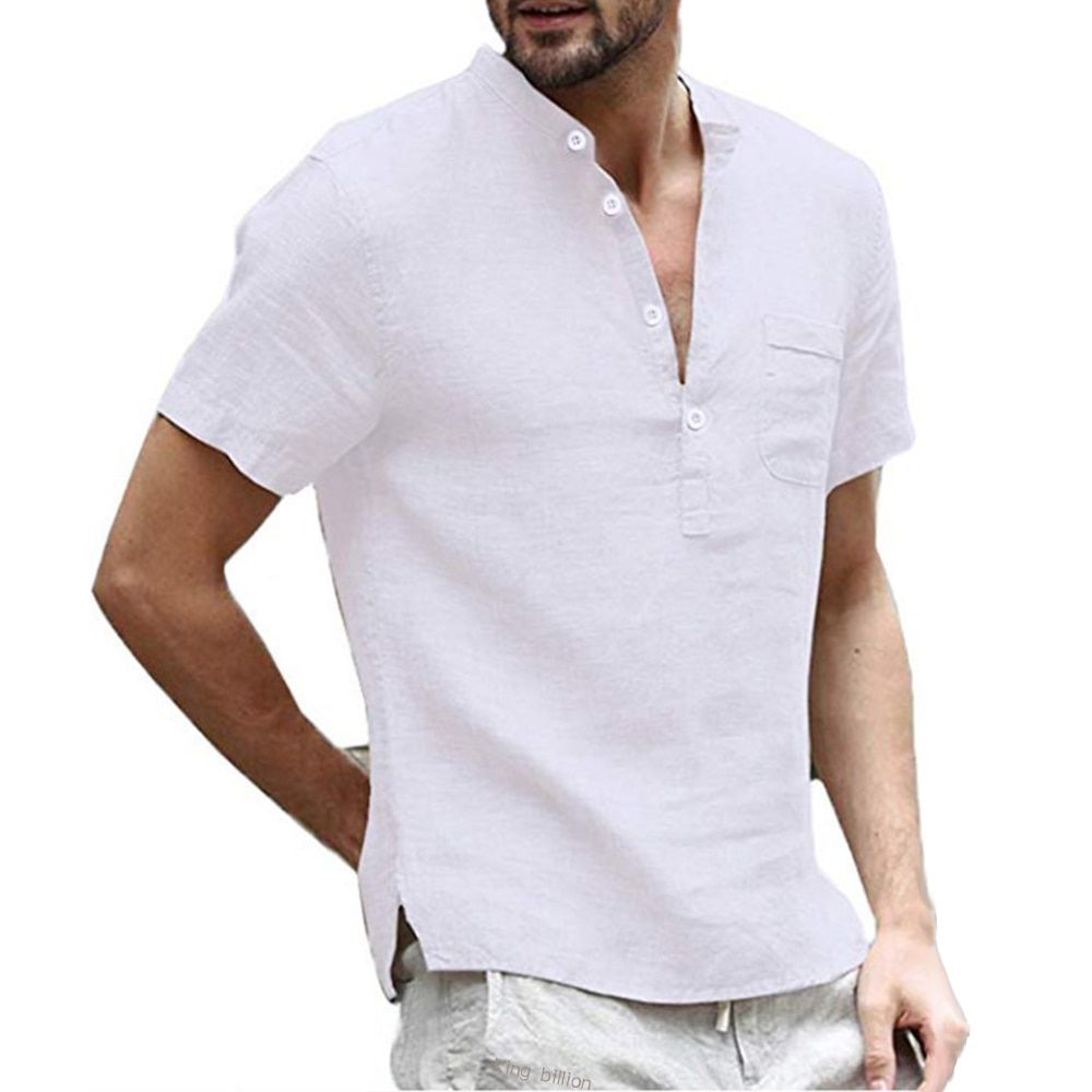 Summer Men's Short-Sleeved T-shirt Cotton and Linen Led Casual Men's T-shirt Shirt Male  Breathable S-3XL