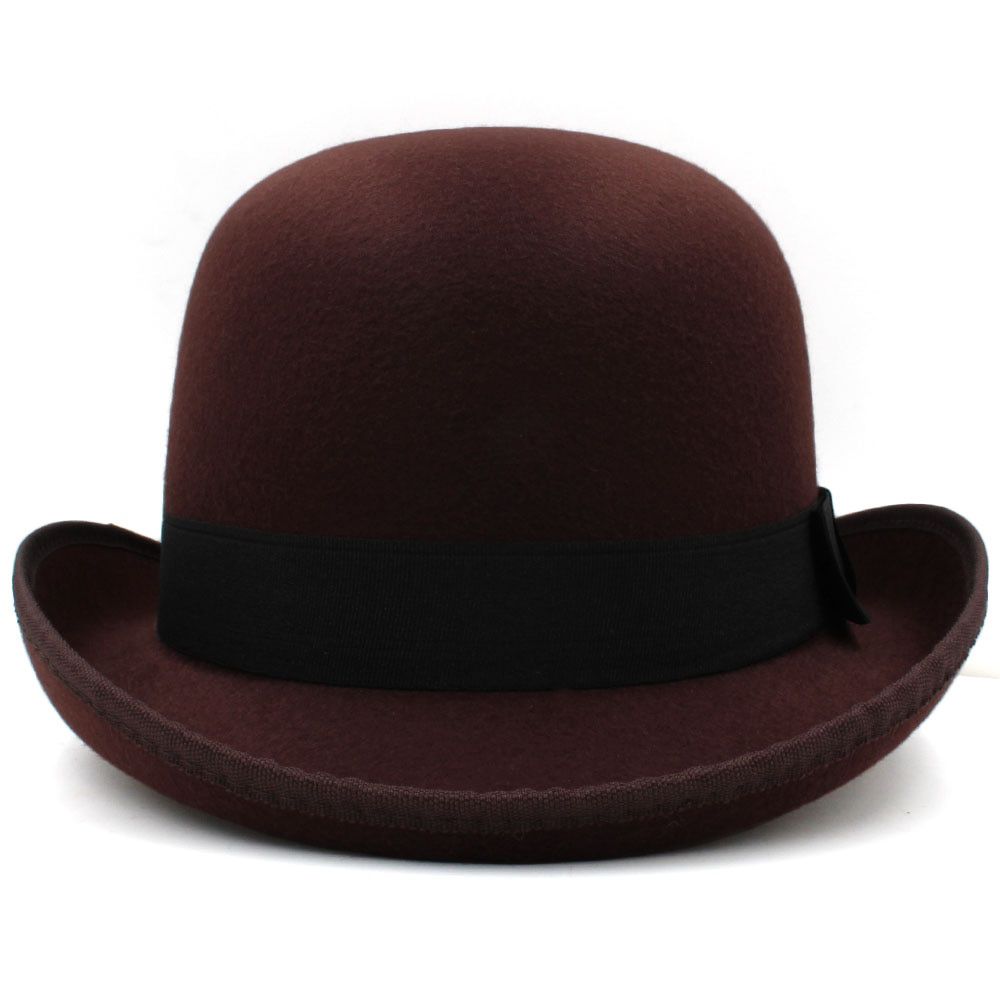 Men Women Oval Top Bowtie Band Bowler Hats Retro Roll Rim Derby Cap Sunhat Party Street Style Winter Outdoor Size US 7 3 8 UK L