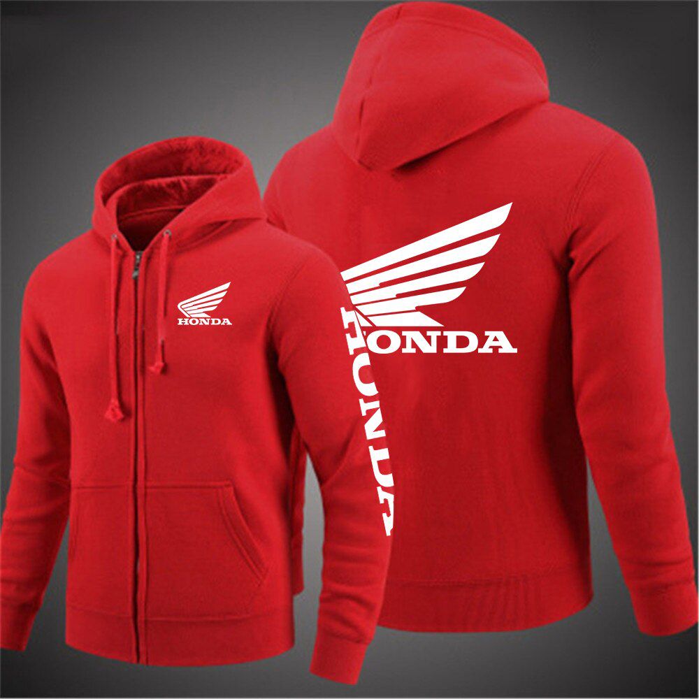 Honda Car Wing Logo Men Hoodies Cardigan Jacket Print Punk Clothing Fashion Casual Zipper Sweatshirt Man Clothes