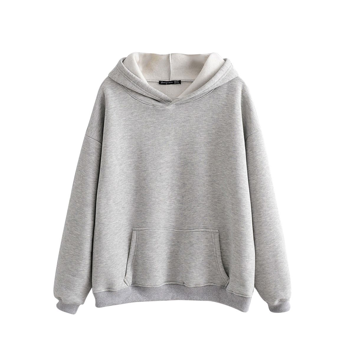 Women Solid Color Hoodies Outerwear, Loose Long Sleeve Fleece Hooded Sweatshirts with Pocket