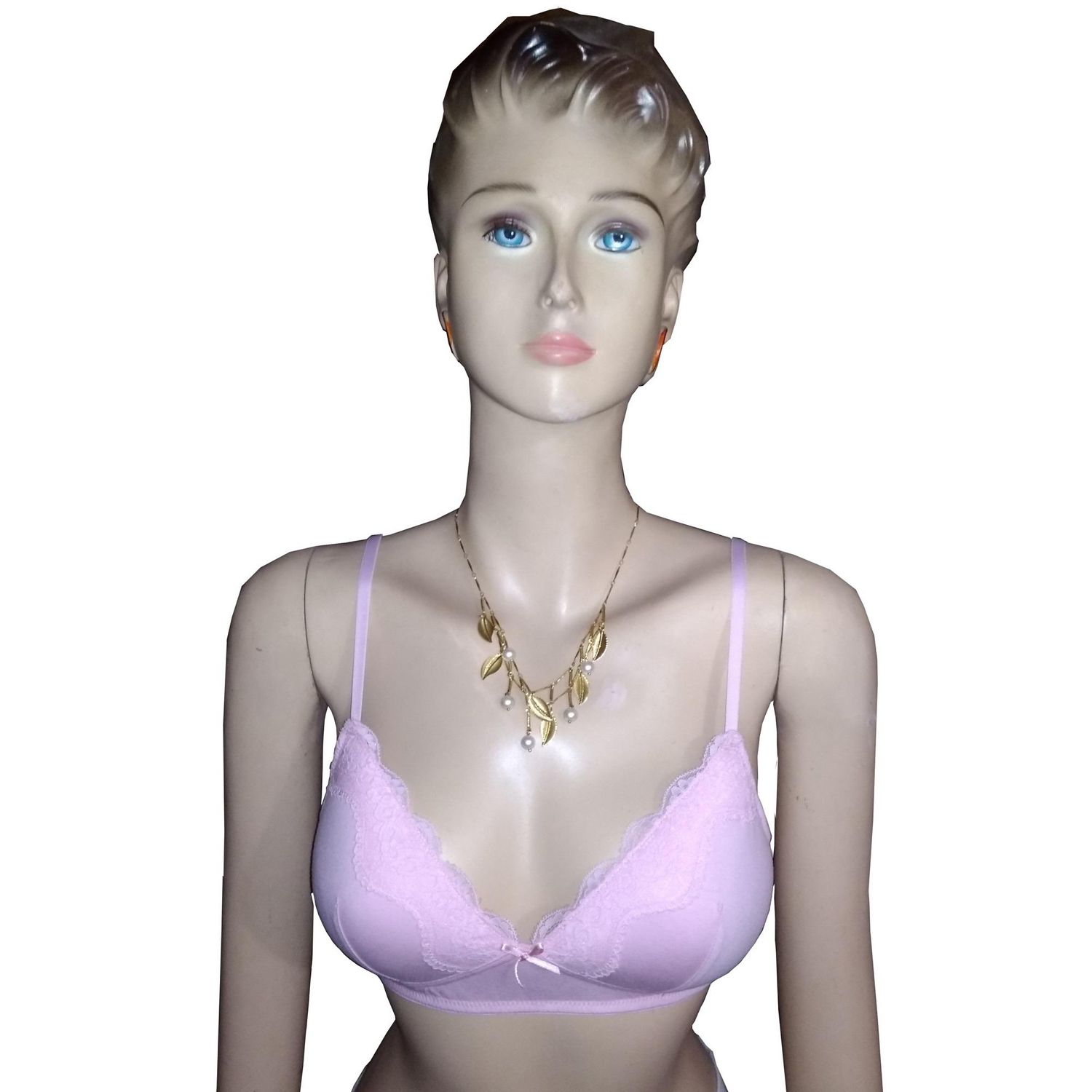 Womens Comfortable Cotton Spandex Padded Bra Light Pink Color