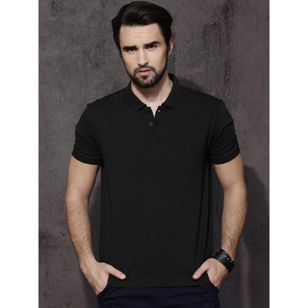 Black Cotton Casual Polo Shirt For Men - Polo T Shirt For Men - Polo T Shirt