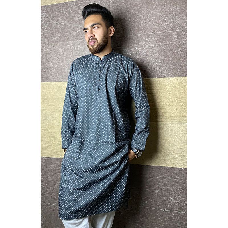 Casual Semi Long Men's Exclusive Panjabi - Deep Blue