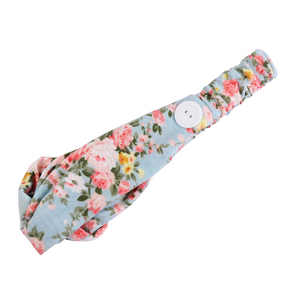 Leopard Floral Print Women Elastic Knotted Button Headband Hairband Headwrap