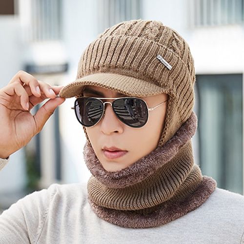 Skullies Beanies Men Scarf Knitted Hat Cap Plus Gorras Bonnet Warm Thick Winter Hats For Men Women Beanie