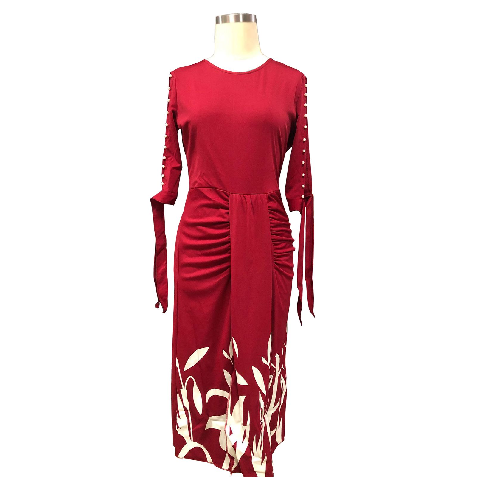 Lady Sheath Dress O Neck Bowknot Autumn Dress