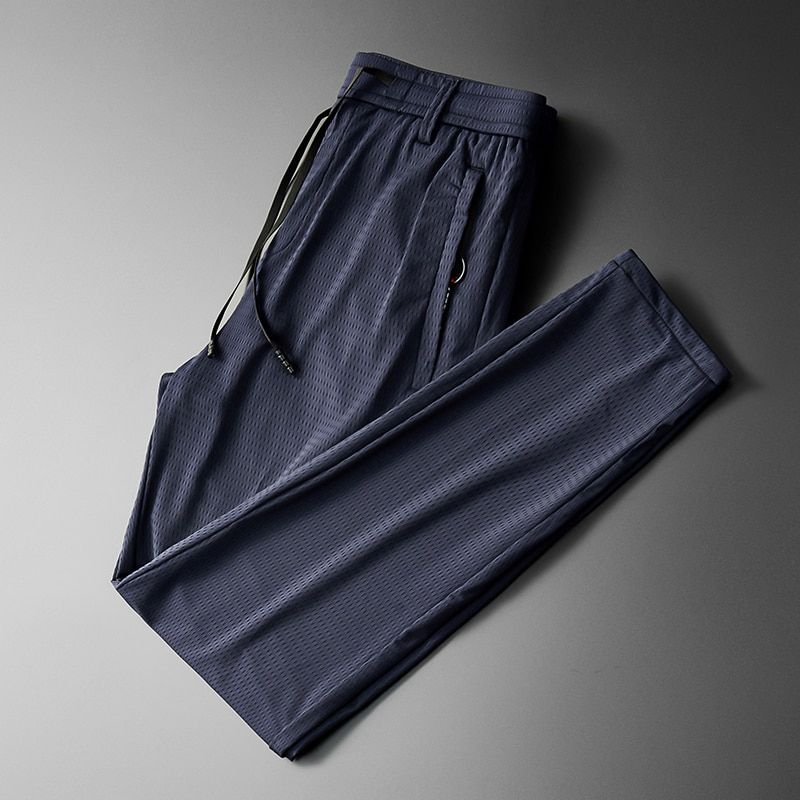 Summer Ultra-Thin Stretch Summer Pants Men's Casual Pants Breathable Loose Mesh Men Cargo Knitted Quick-Drying Sports Trousers