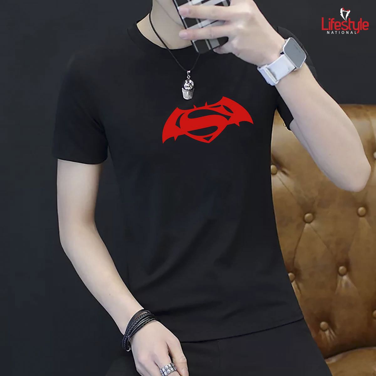 Cotton Casual T-Shirt  for Men - Black