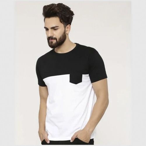 Black and White Cotton Short Sleeve T-Shirt For Men-Mymuna fashion bd