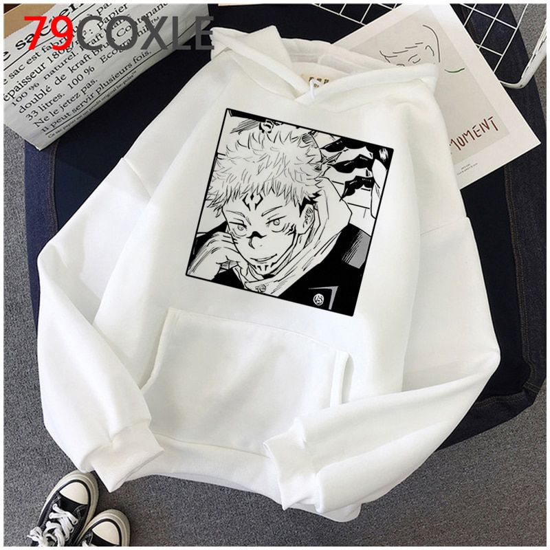Japanese Anime Hoodies Jujutsu Kaisen Graphic Hoodie Winter Warm Cartoon Streetwear Harajuku Yuji Itadori Sweatshirts Male