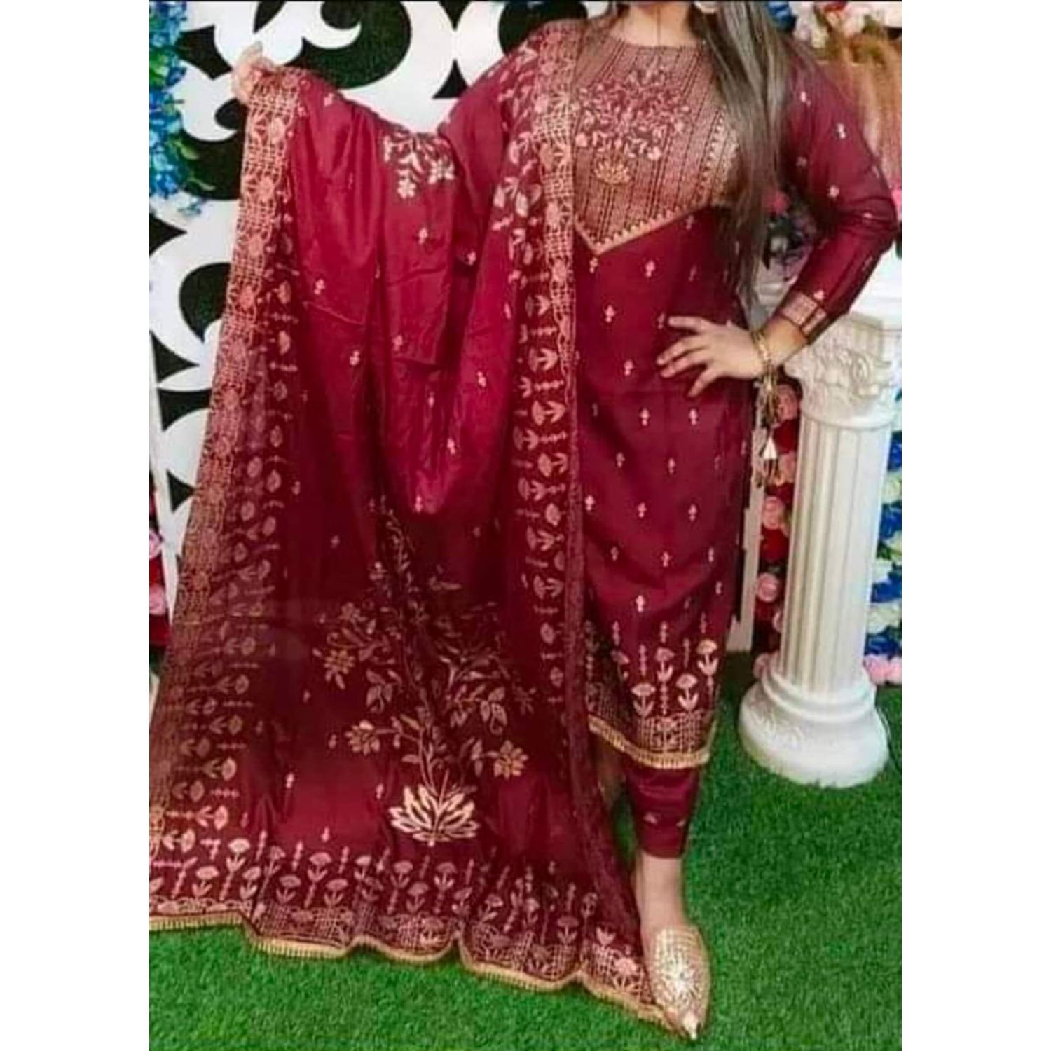 Quality full  Block Printed Three Piece for Women Unstitched  New Gorgeous Unstitched Cotton Block Printed Salwar Kameez [ 3 Piece ] For Gift or Yourself