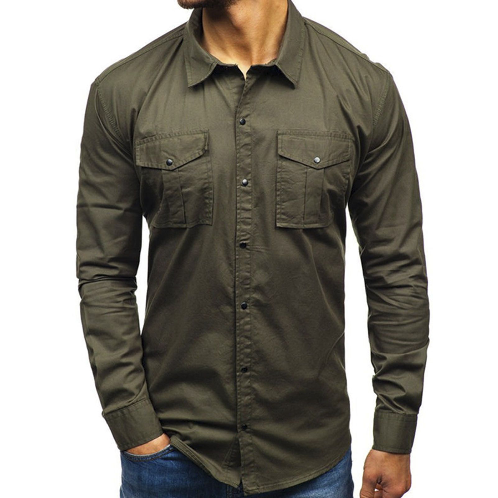 Men Shirt Solid Color Soft Spring Shirt