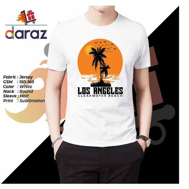 Los Angeles clear water beach t-shirt for men