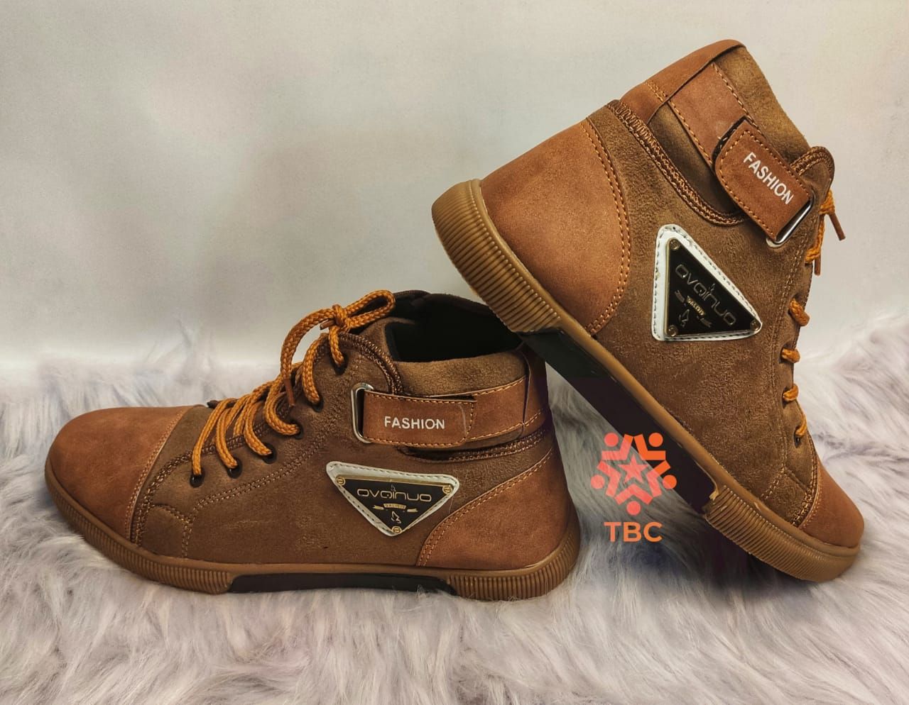 Boot shoes for man high neck design korean mashup leather breathable fabrical shoes with rubber plain sool