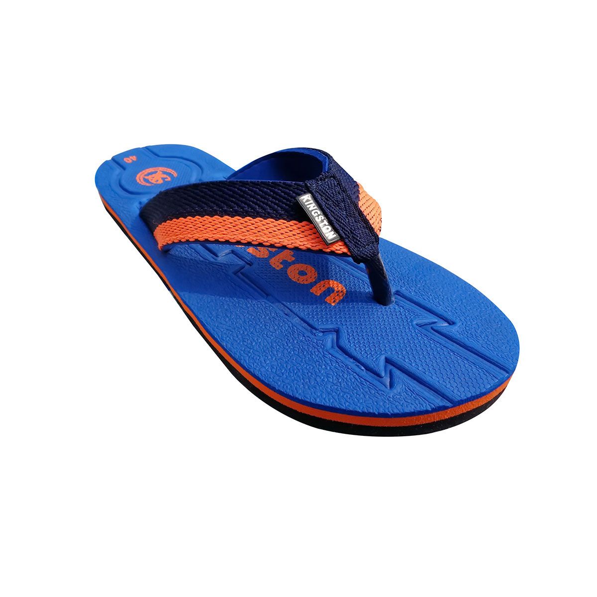 Blue Big Bar Orange Strap EVA Flip Flop Sandal for Men