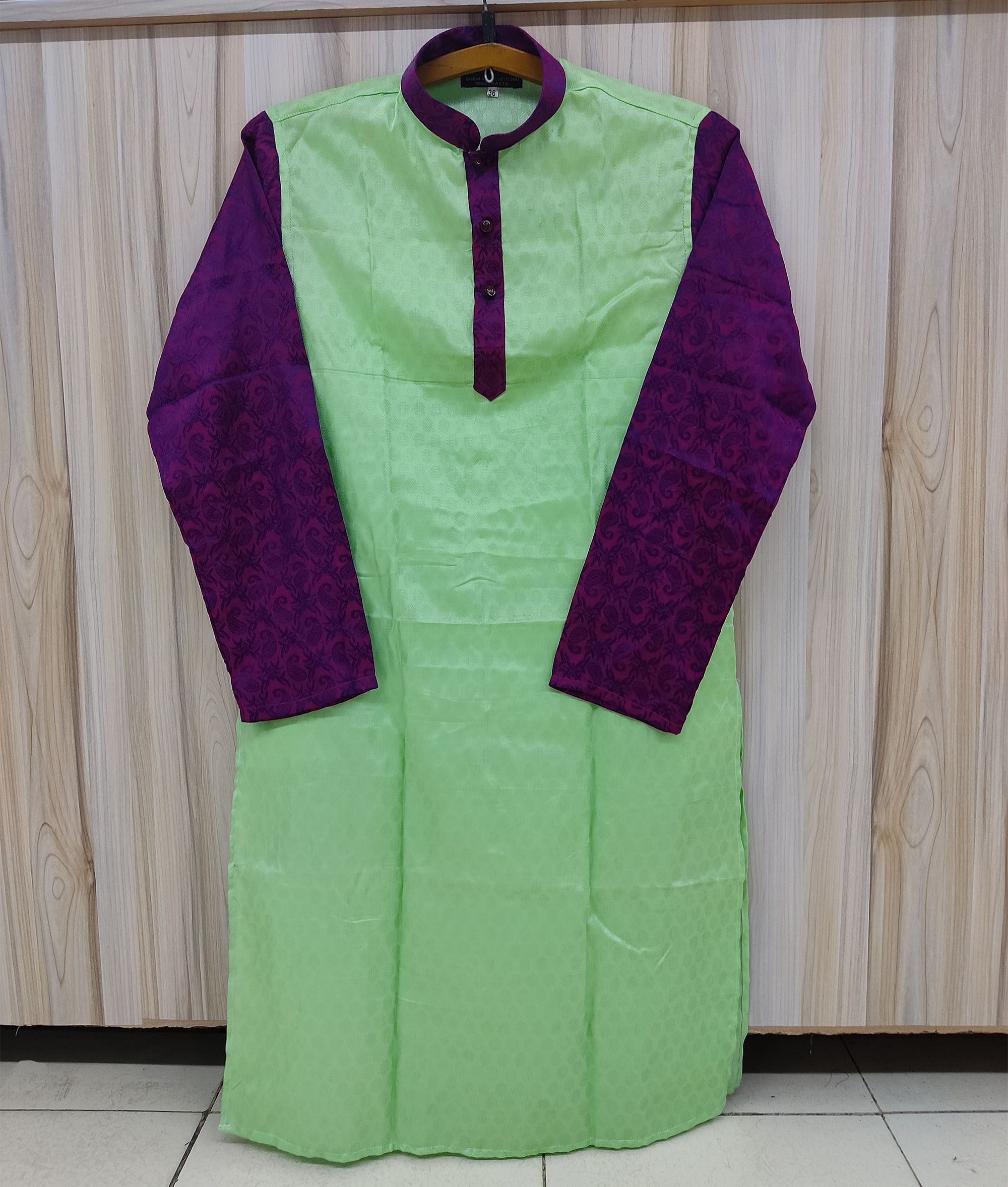 Best Quality Exclusive Stylish Semi Long Printed Katan Slim Fit Panjabi For Man