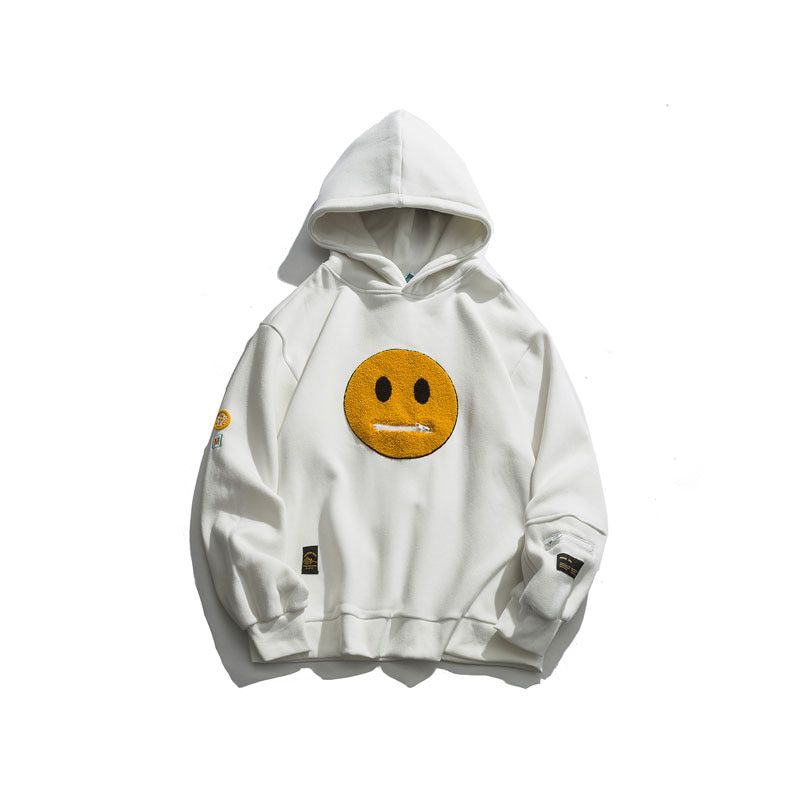 GONTHWID Zipper cket Smile Face Patchwork Fleece Hoodies Sweatshirts Streetwear Mens  Hop Casual Pullover Hooded Male Tops