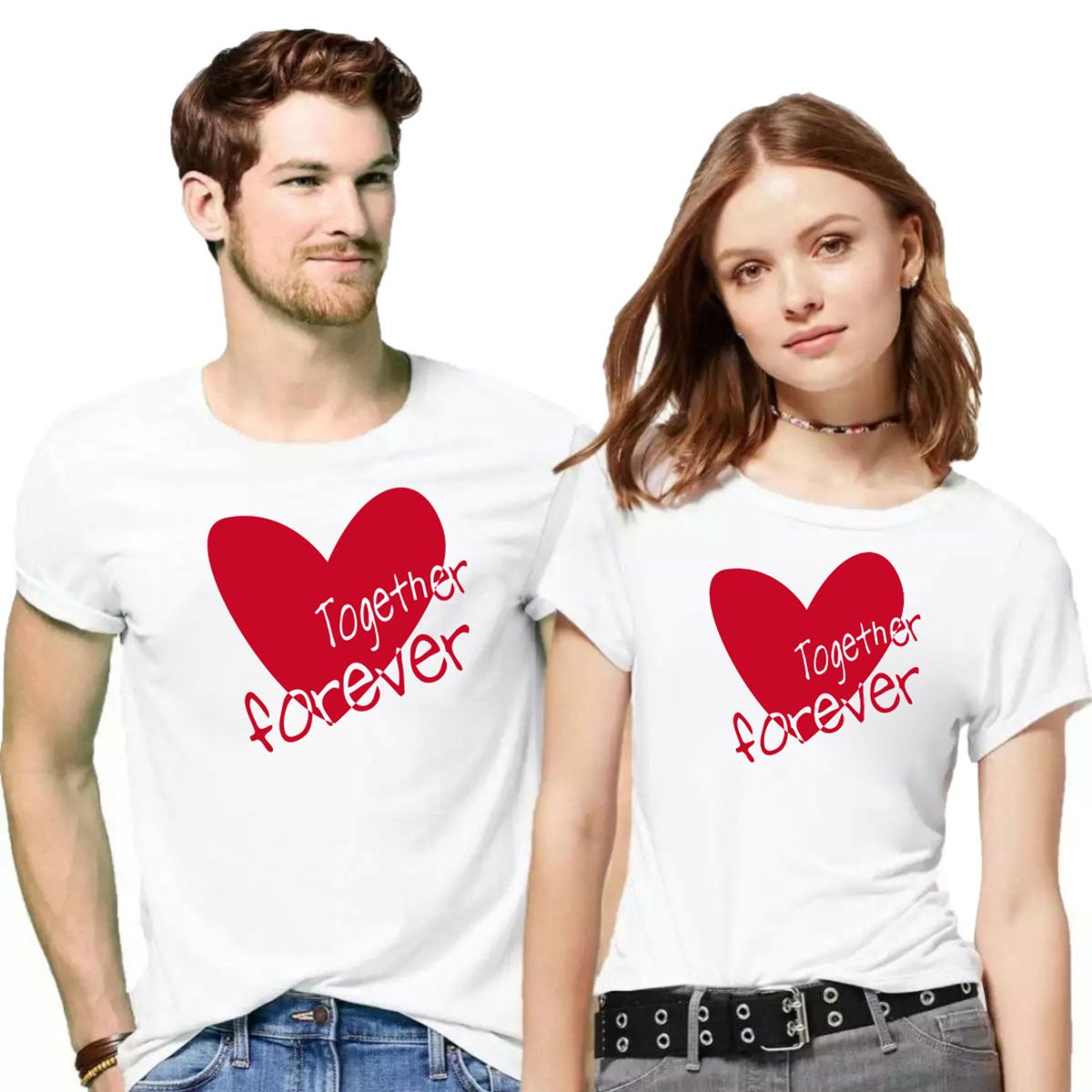 Pack of 2 Printed Couple T-shirt