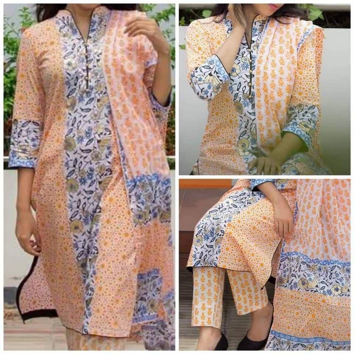 Cotton Unstiched Block Printed Salwar Kameez For Women by AHS Fashion House